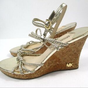 Michael Kors Gold Wedge Sandals Sz 7.5